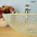 Modern Broken Glass Style Tempered Crystal Glass Bathroom Vessel Sink - BVG011 in Vancouver