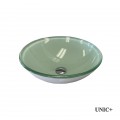 Round Shape Frosted Tempered Crystal Green Glass Bathroom Vessel Sink with White base coating - BVG015 in Vancouver