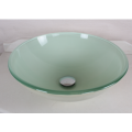 Round Shape Frosted Tempered Crystal Green Glass Bathroom Vessel Sink with White base coating - BVG015 in Vancouver