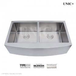 36 Inch Double bowl 50/50 split Small-Radius corners Stainless Steel Farm Apron Kitchen Sink - KAD3621AR