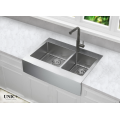 Modern 33 Inch Small Radius Stainless Steel Top mount Farm Apron Kitchen Sink - KTAD3323B in Vancouver