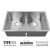 32 Inch double bowl 50/50 lower divider Under Mount Double bowl Kitchen Sink - KUD3218A L 